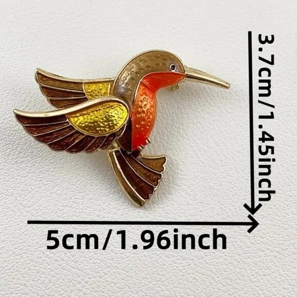 Brooch Hummingbird Enamel Pin Stylish Nature Glam Bird Colorful Trendy Stunning - Picture 3 of 3